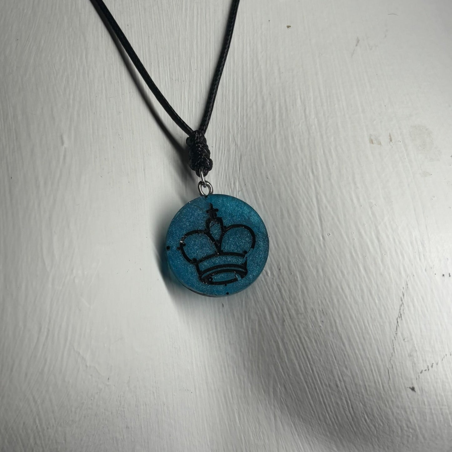 Blue King - Handmade Resin Chess Necklace