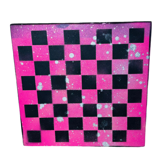 Pink Splatter - Painted Chess Board