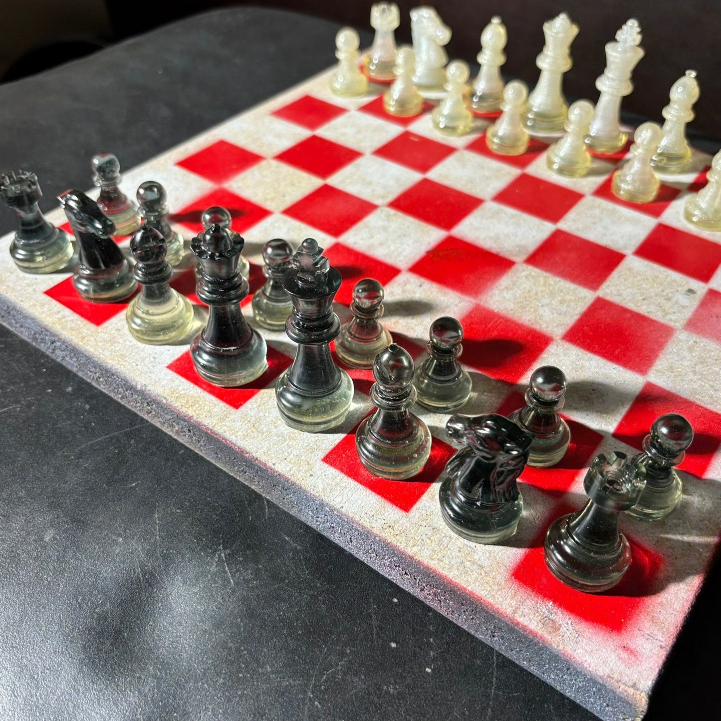 Red & White - Painted Chess Set