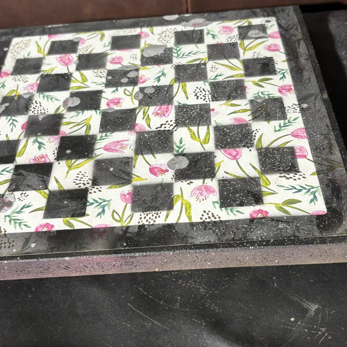 Simple Flowers - Scrapbook Chess Board