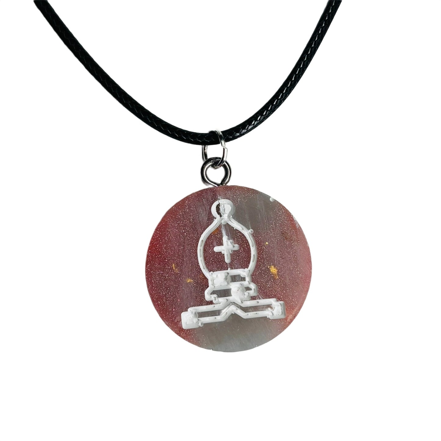 Magical Pink Bishop - Handmade Resin Chess Necklace