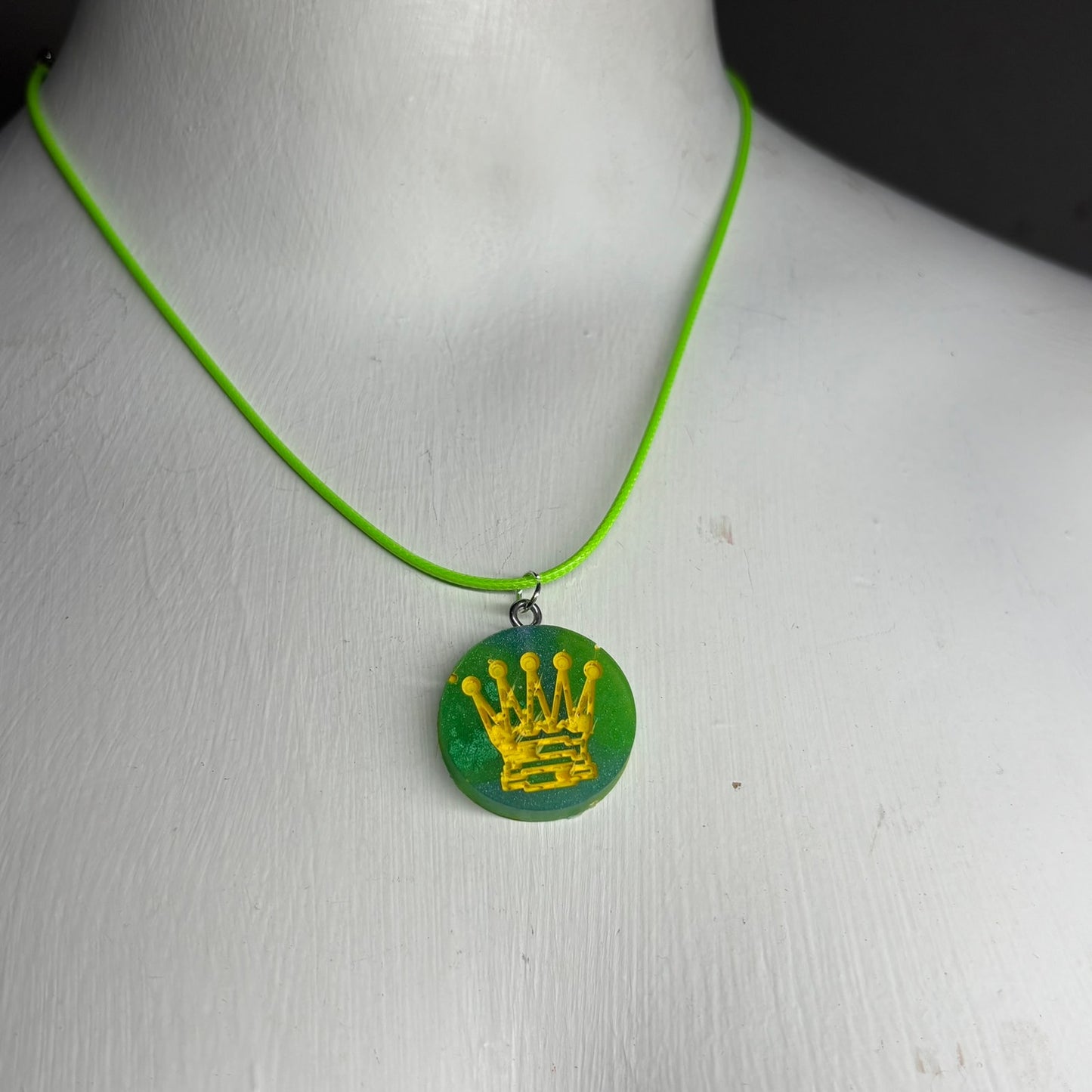 Green Queen - Handmade Resin Chess Necklace