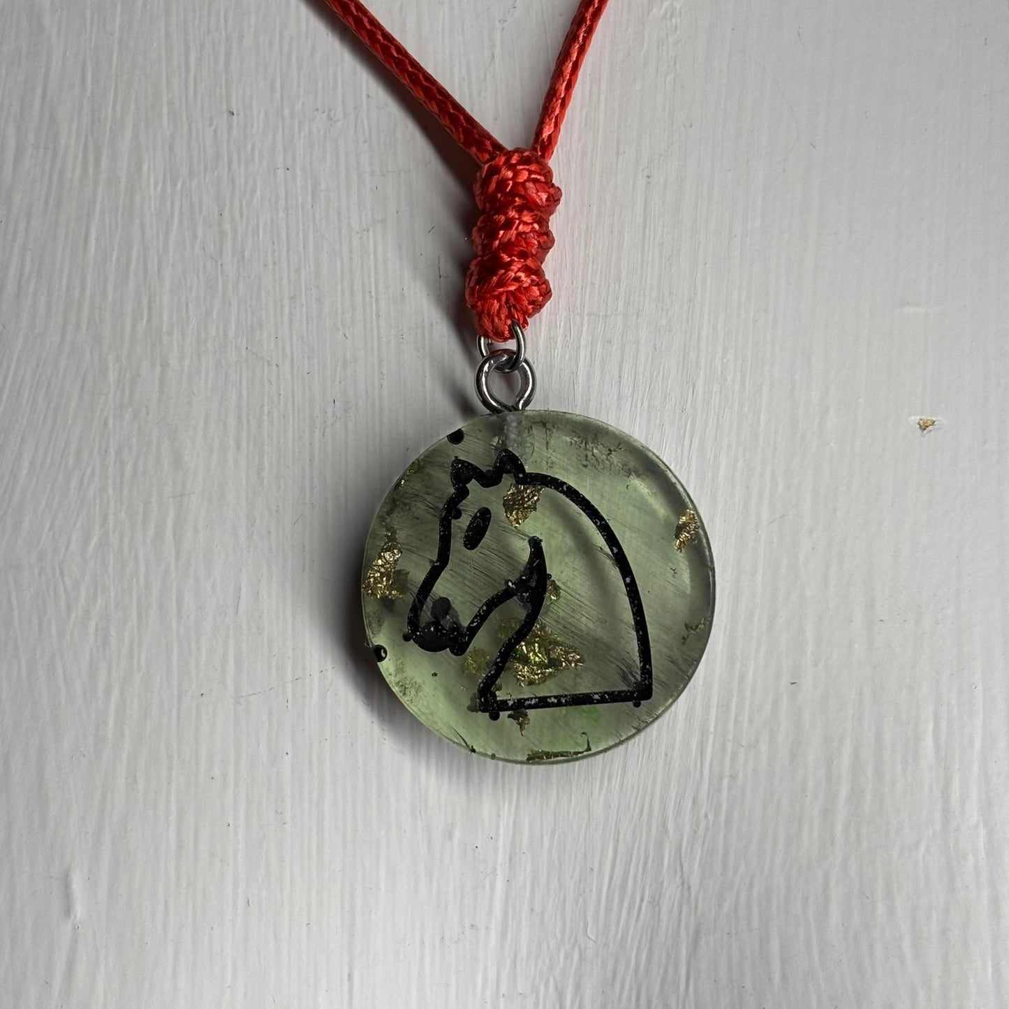 Chinese Green Knight - Handmade Resin Chess Necklace