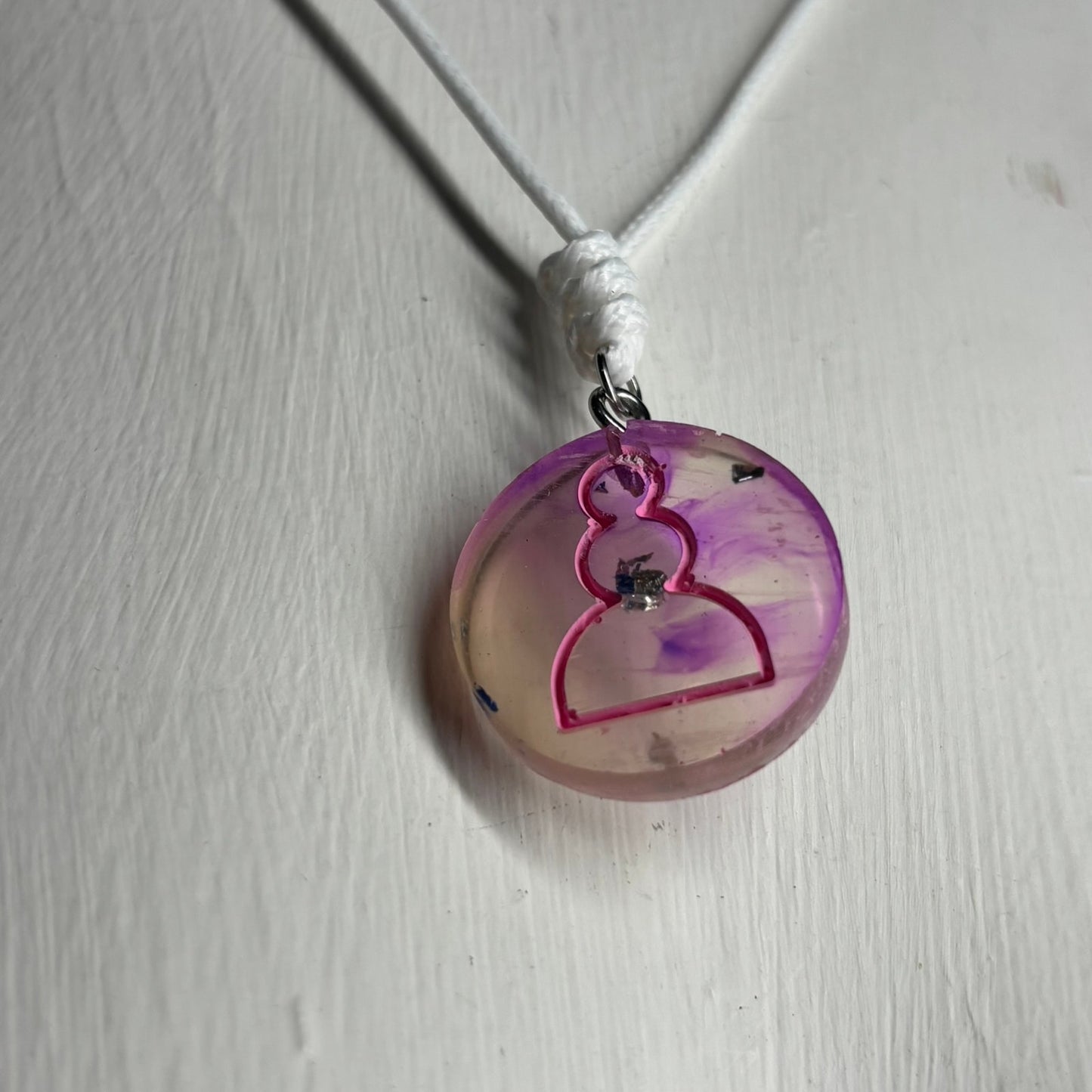 Pink Faded Pawn - Handmade Resin Chess Necklace - Flat Edition