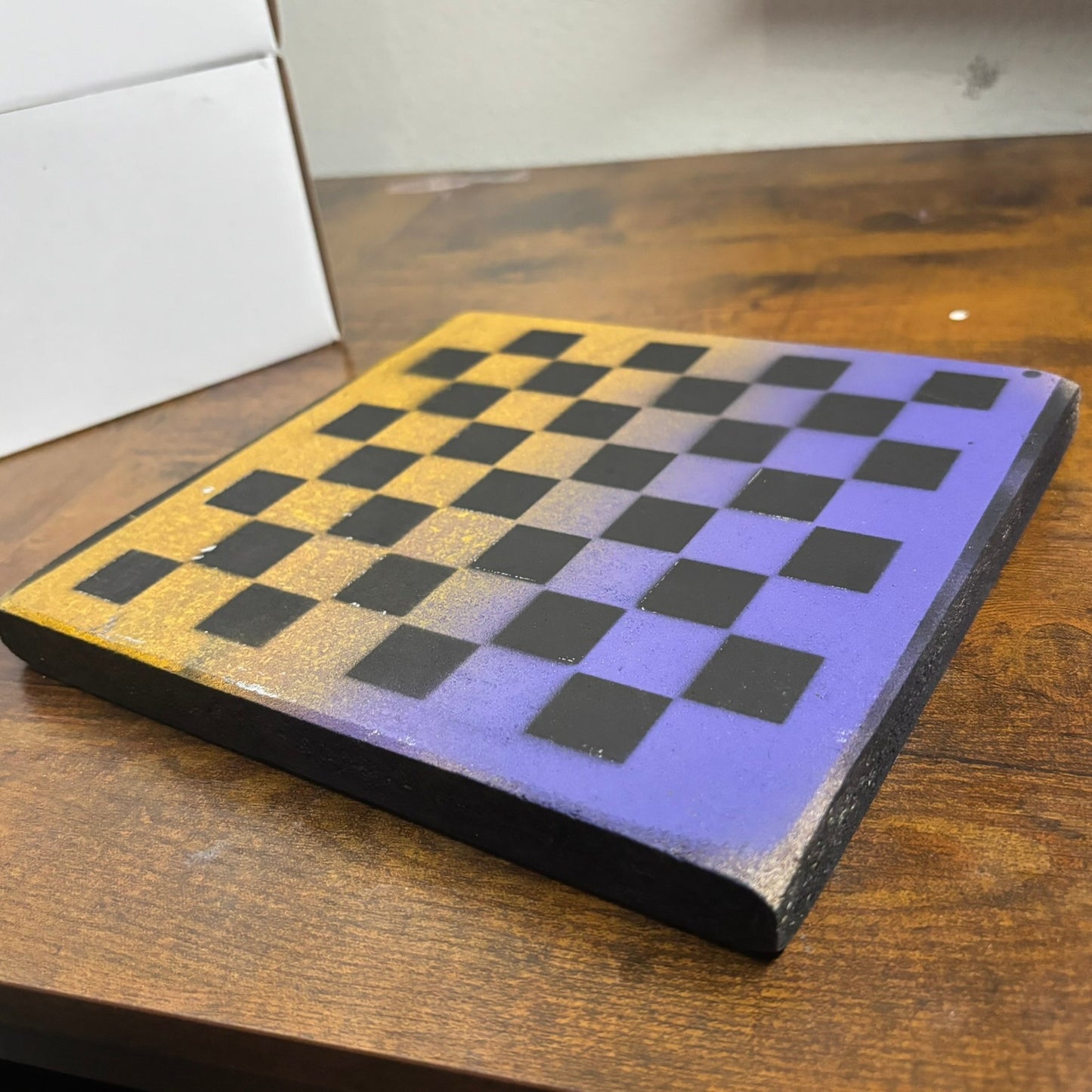 Purple Yellow - Painted Double Sided Chess Board