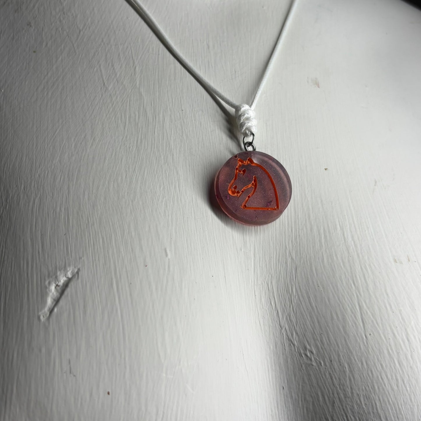 Fire Orange Knight - Handmade Resin Chess Necklace