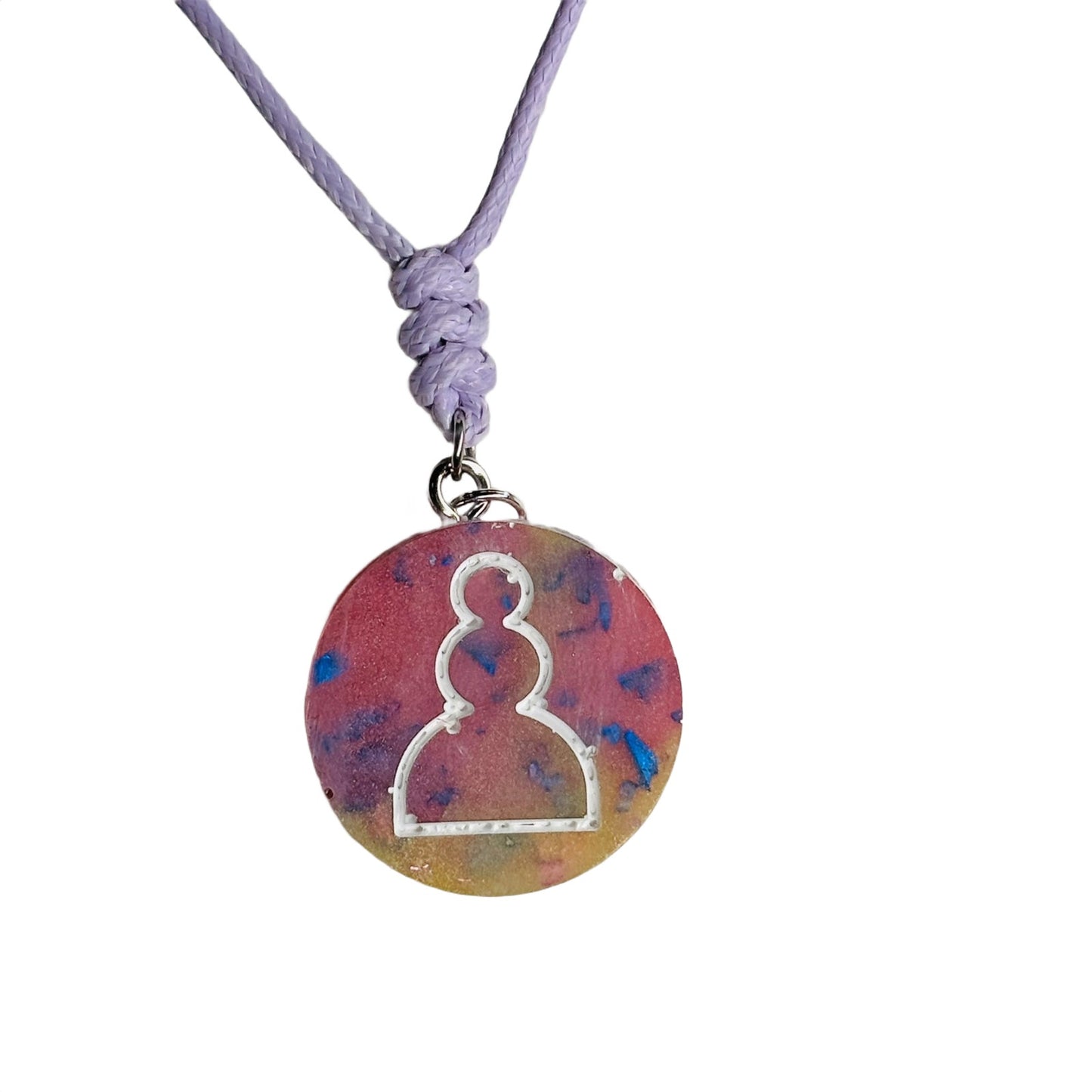 Pink Crystal Pawn - Handmade Resin Chess Necklace