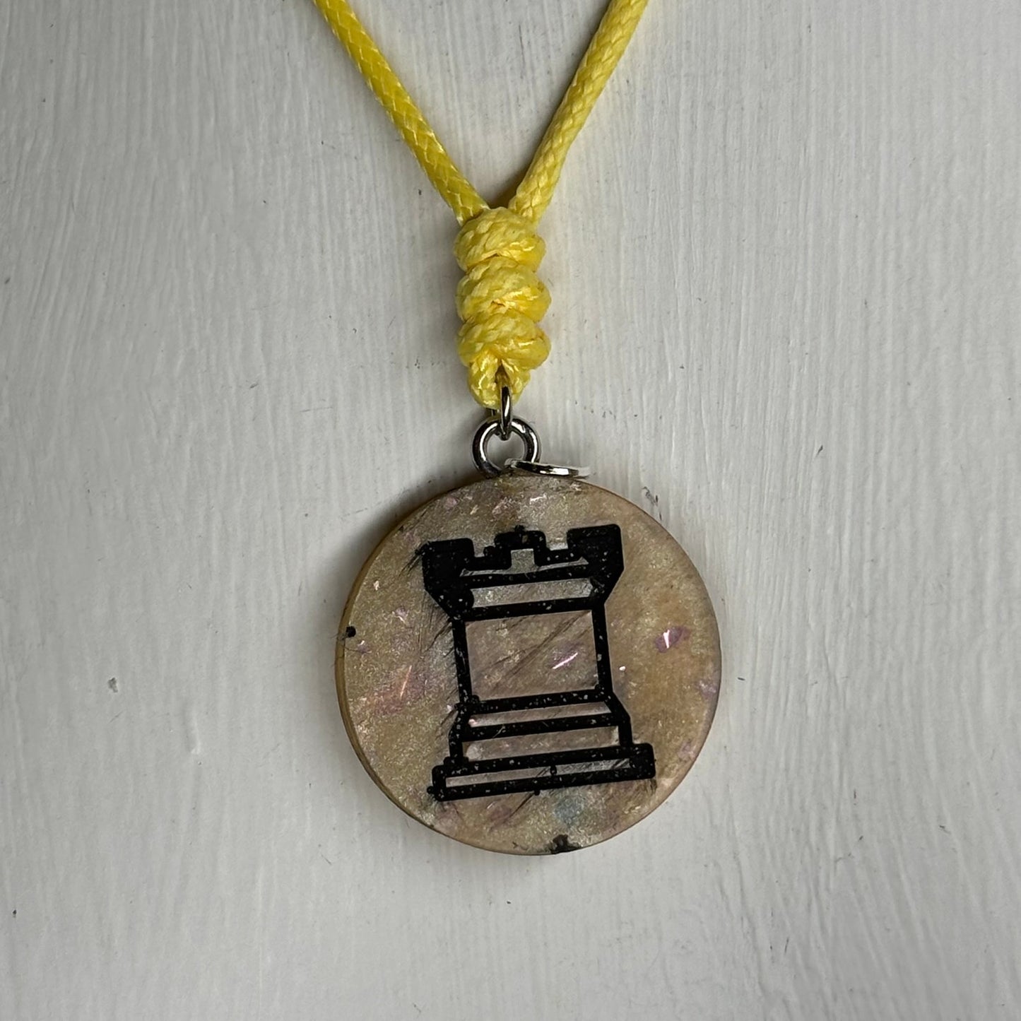 Yellow Rook - Handmade Resin Chess Necklace