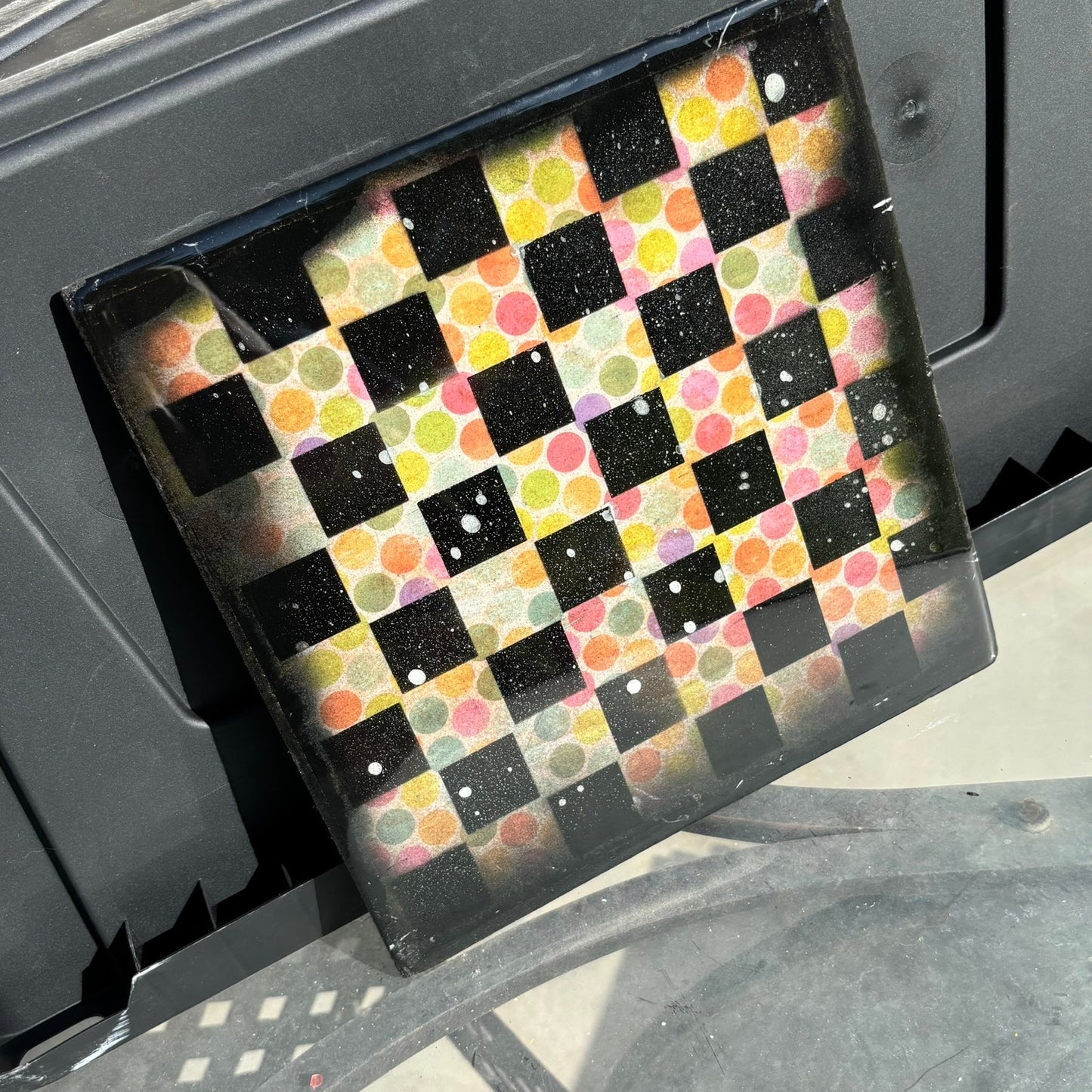 Rainbow Dots - Resin Coated Chess Board