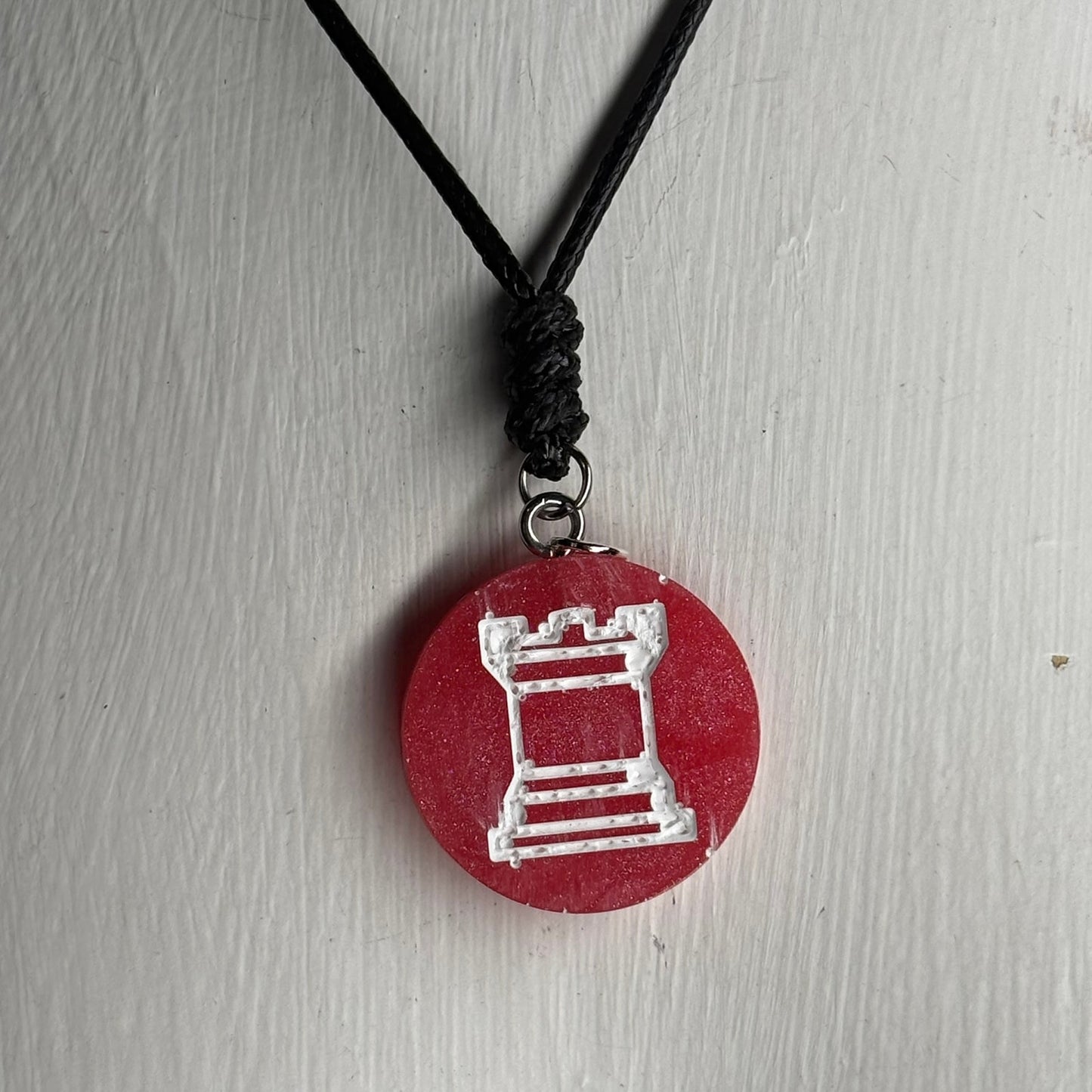 Red Rook - Handmade Resin Chess Necklace
