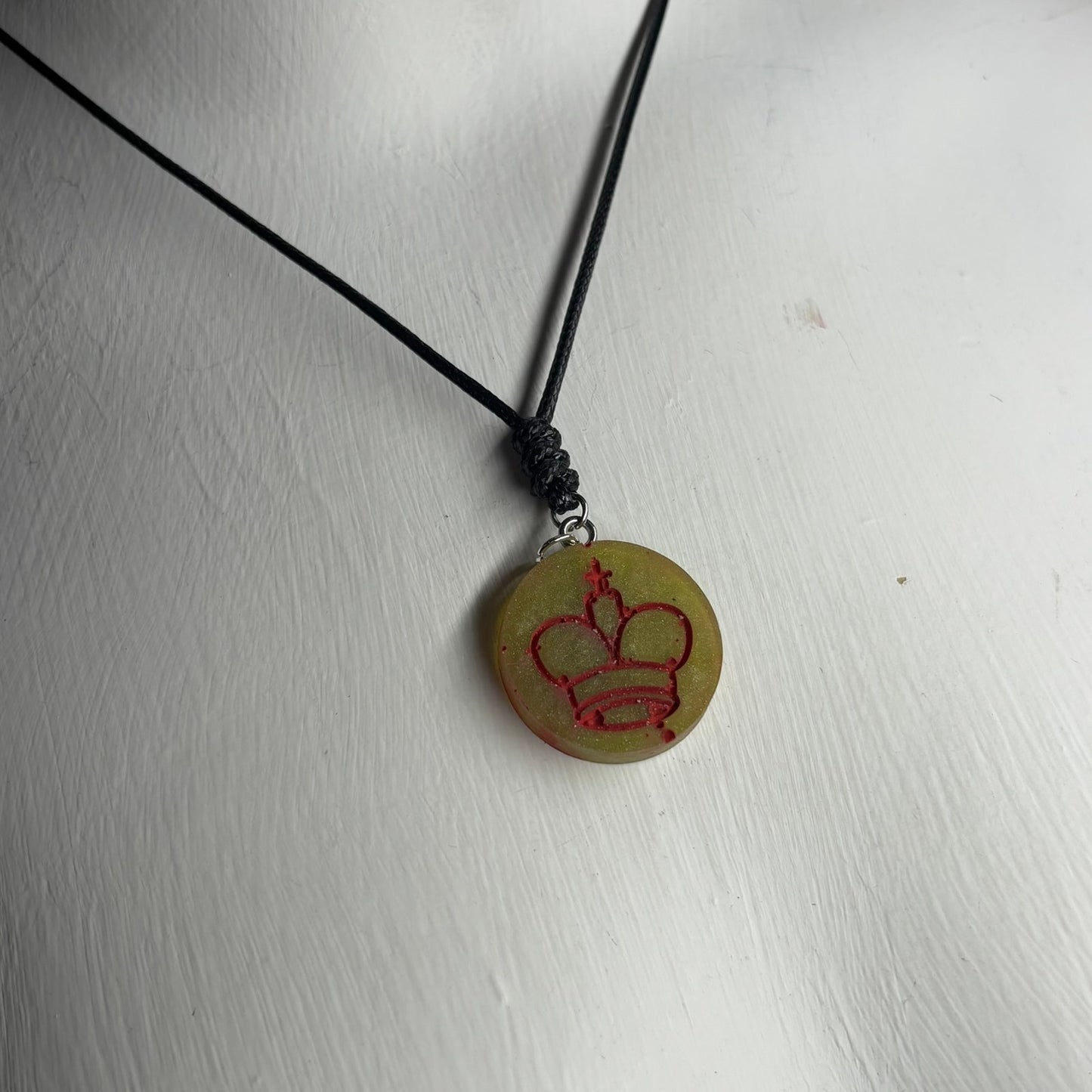 Green & Red King - Handmade Resin Chess Necklace