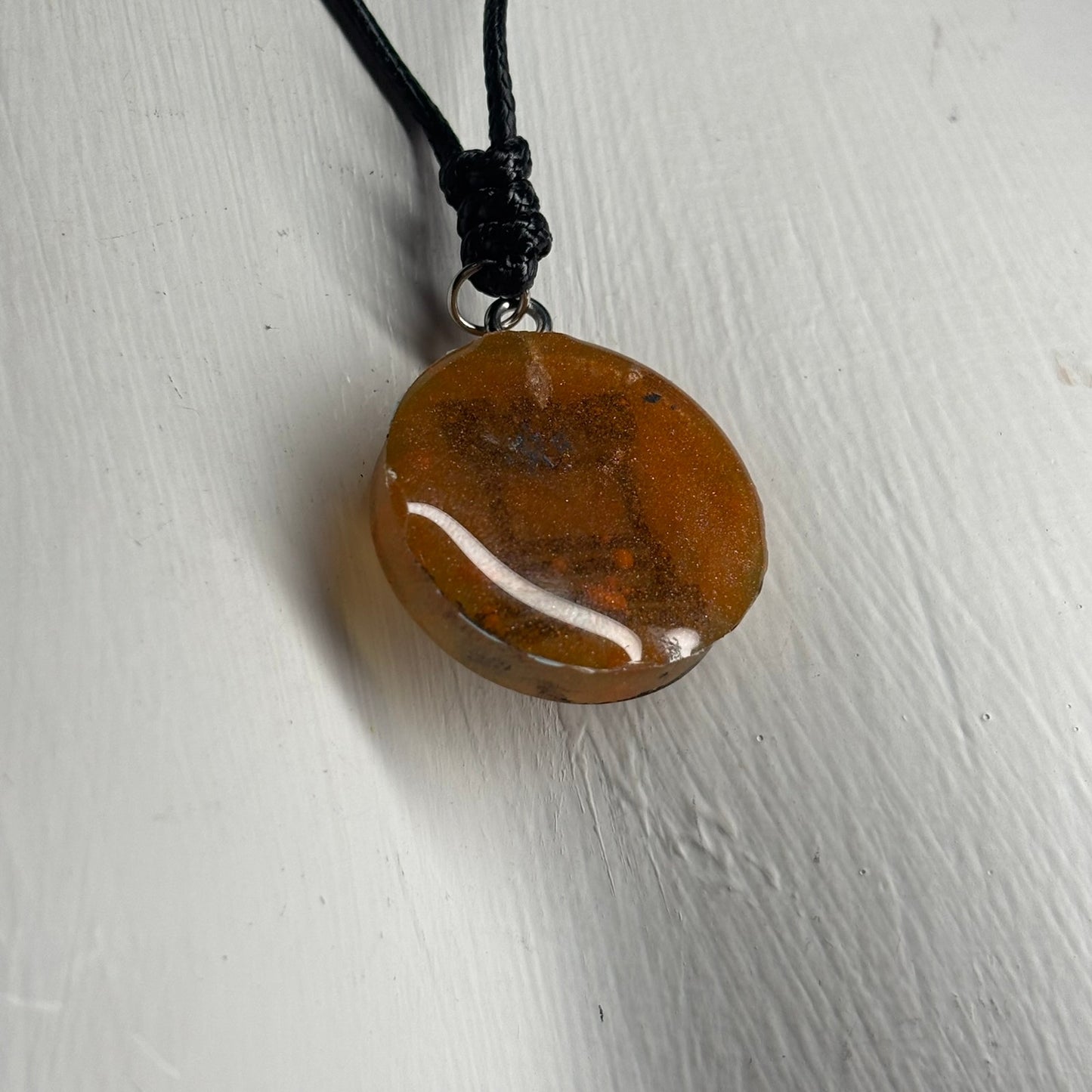 Orange Rook - Handmade Resin Chess Necklace