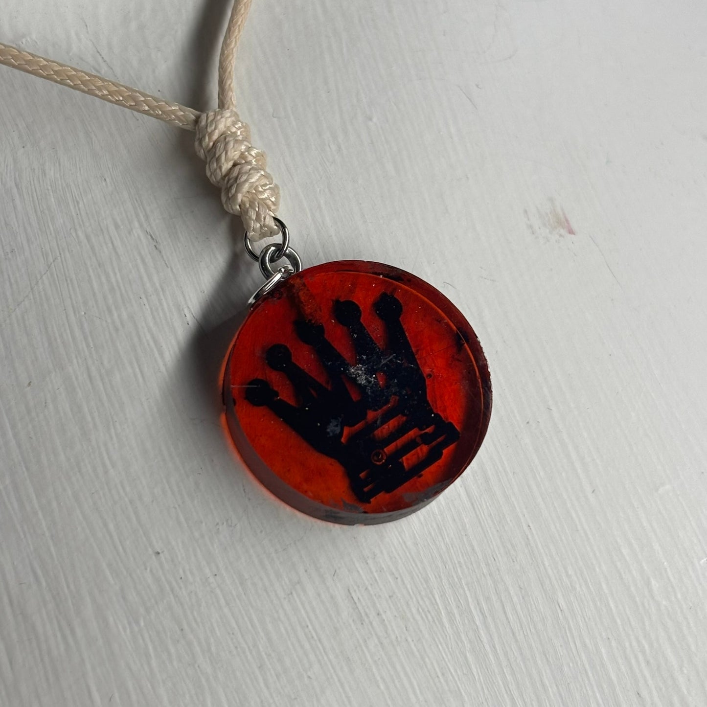 Dark Red Queen - Handmade Resin Chess Necklace
