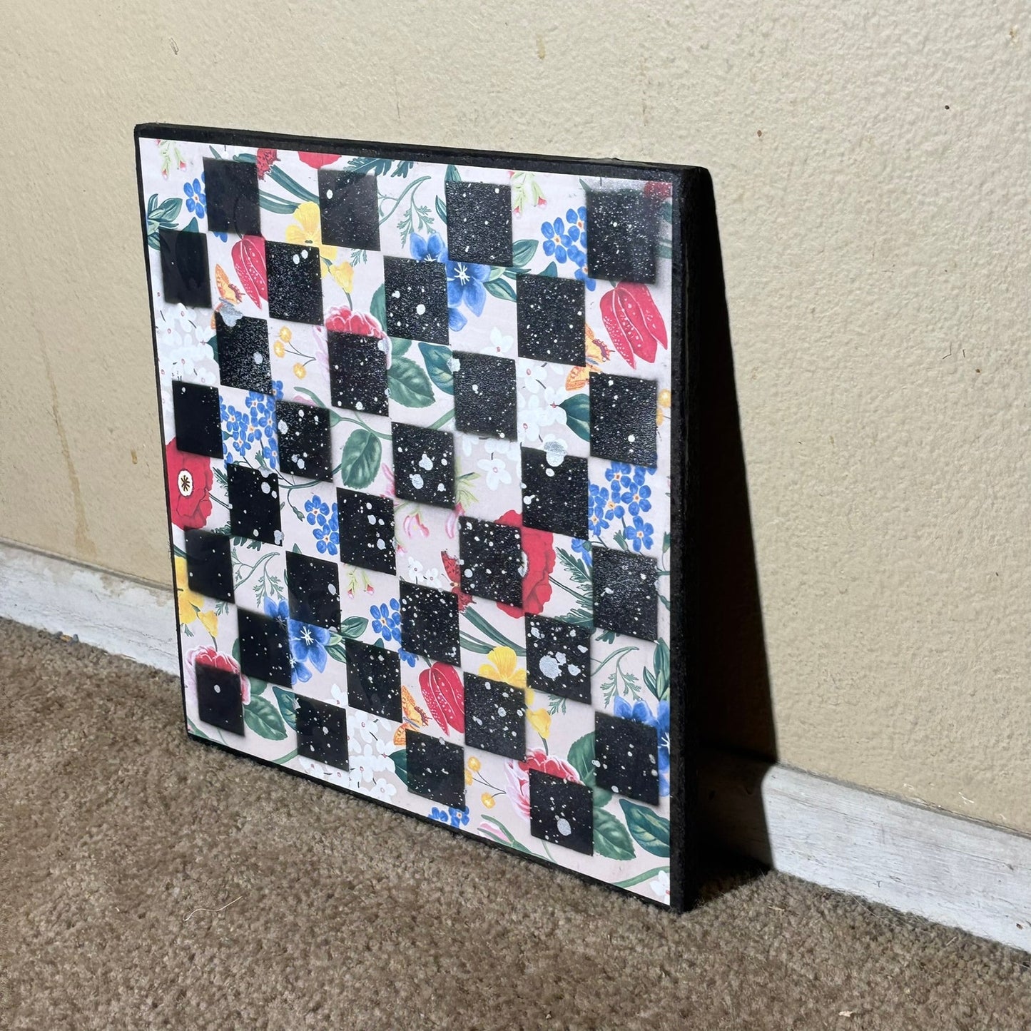 Vintage Flowers - Scrapbook Chess Board
