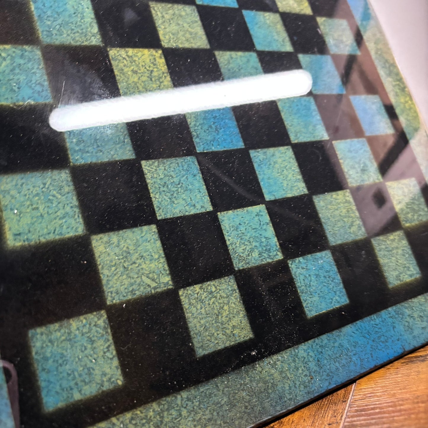 Greenish Blue & Black - Resin Coated Chess Board