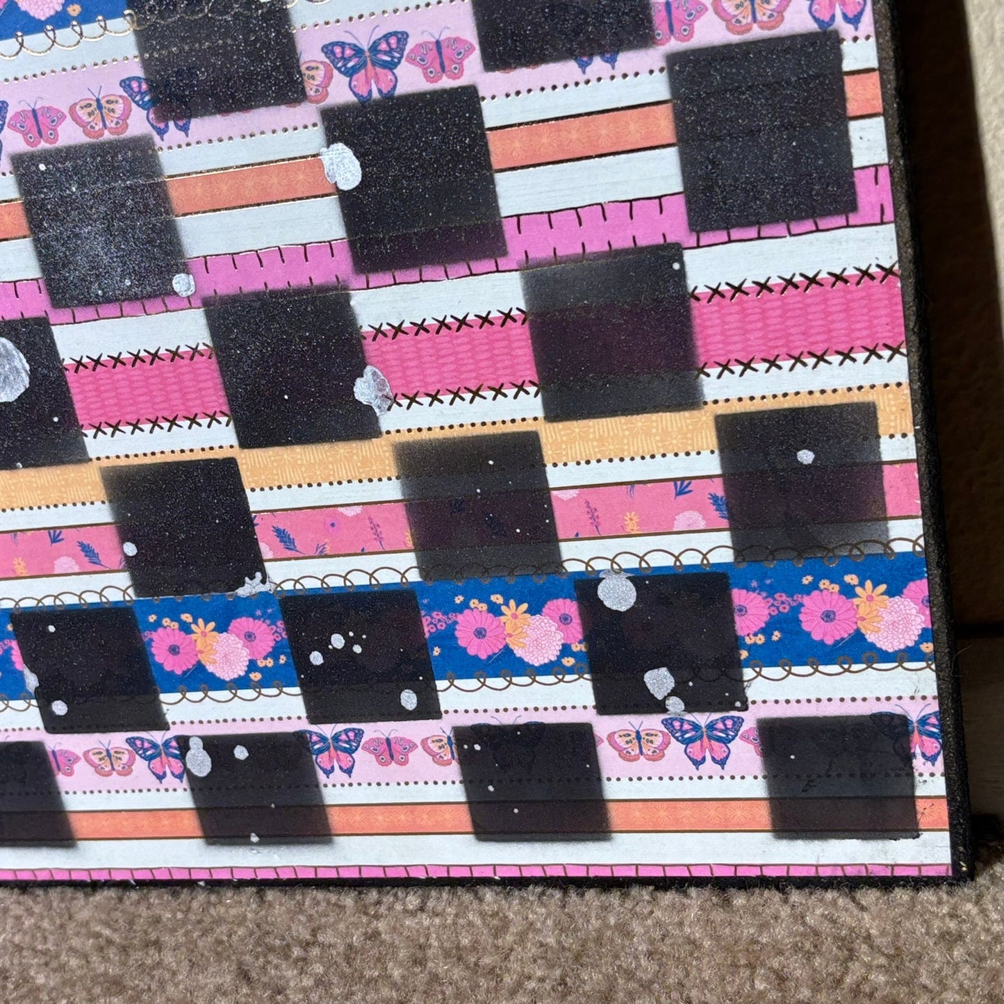 Pink Ripple Butterfly - Scrapbook Chess Board