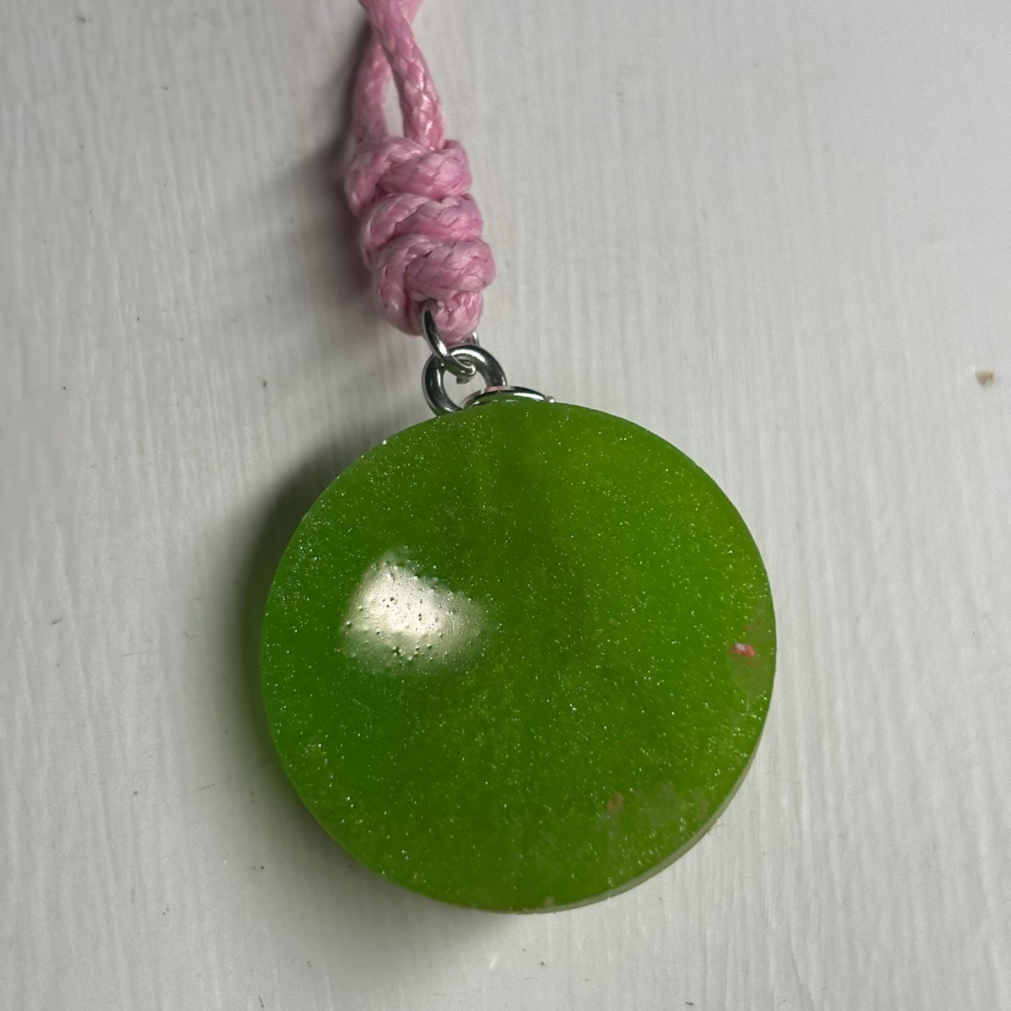 Pink Green Pawn - Handmade Resin Chess Necklace