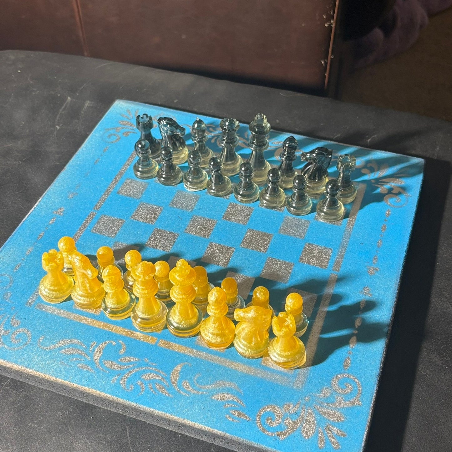 Yellow & Blue - Painted Chess Set
