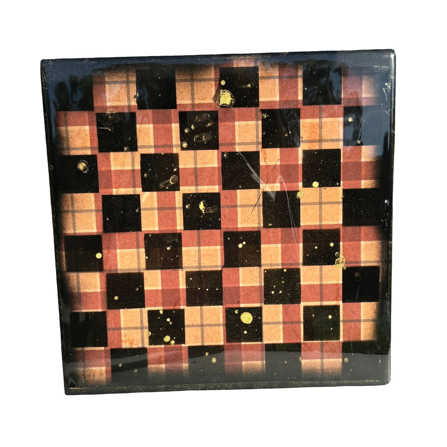 Brown Vintage Square Pattern - Resin Coated Chess Board