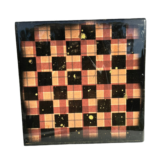 Brown Vintage Square Pattern - Resin Coated Chess Board