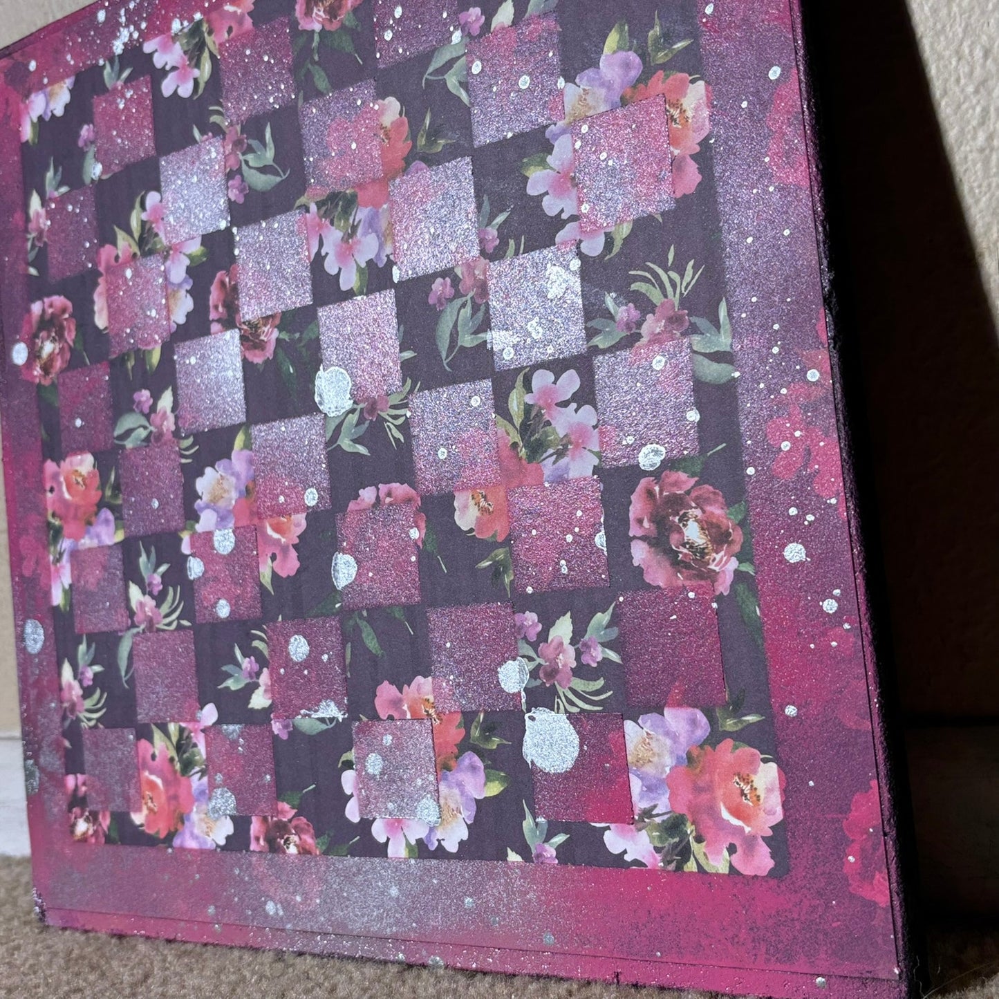 Vintage Purple Flower - Scrapbook Chess Board