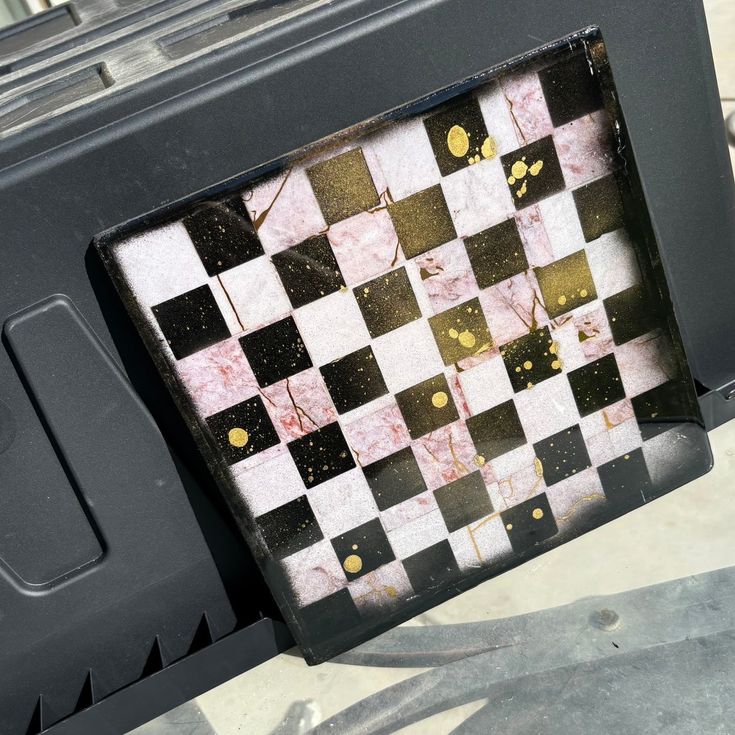 Pink Marble - Resin Coated Chess Board