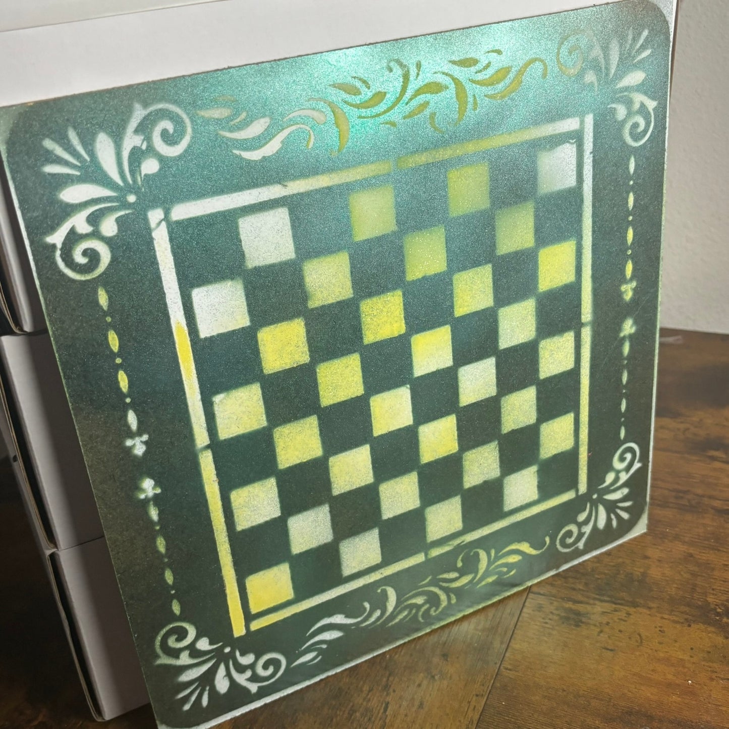 Metallic Green - Painted Chess Board