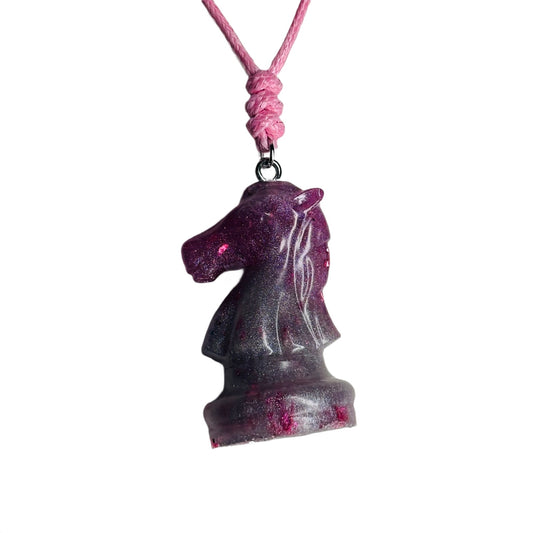Purple Knight - Handmade Resin Chess Necklace