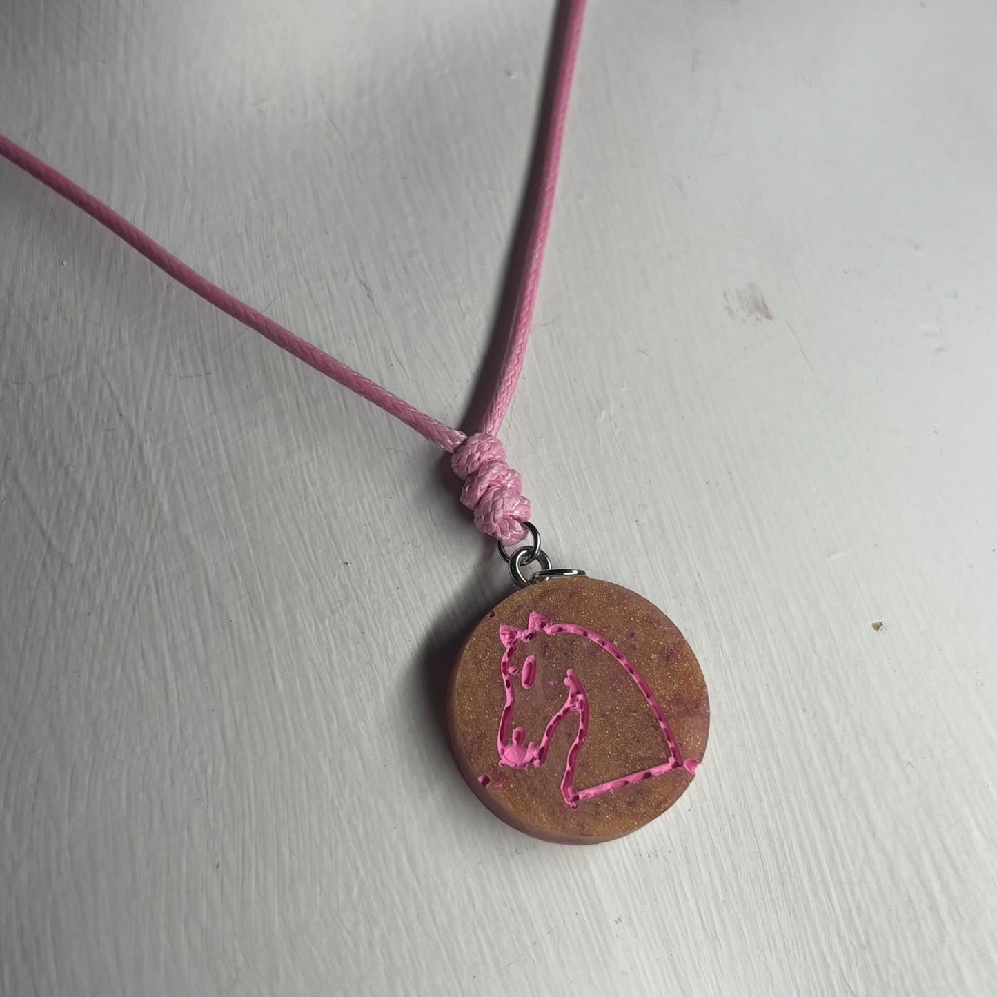 Vintage Pink Pawn - Handmade Resin Chess Necklace