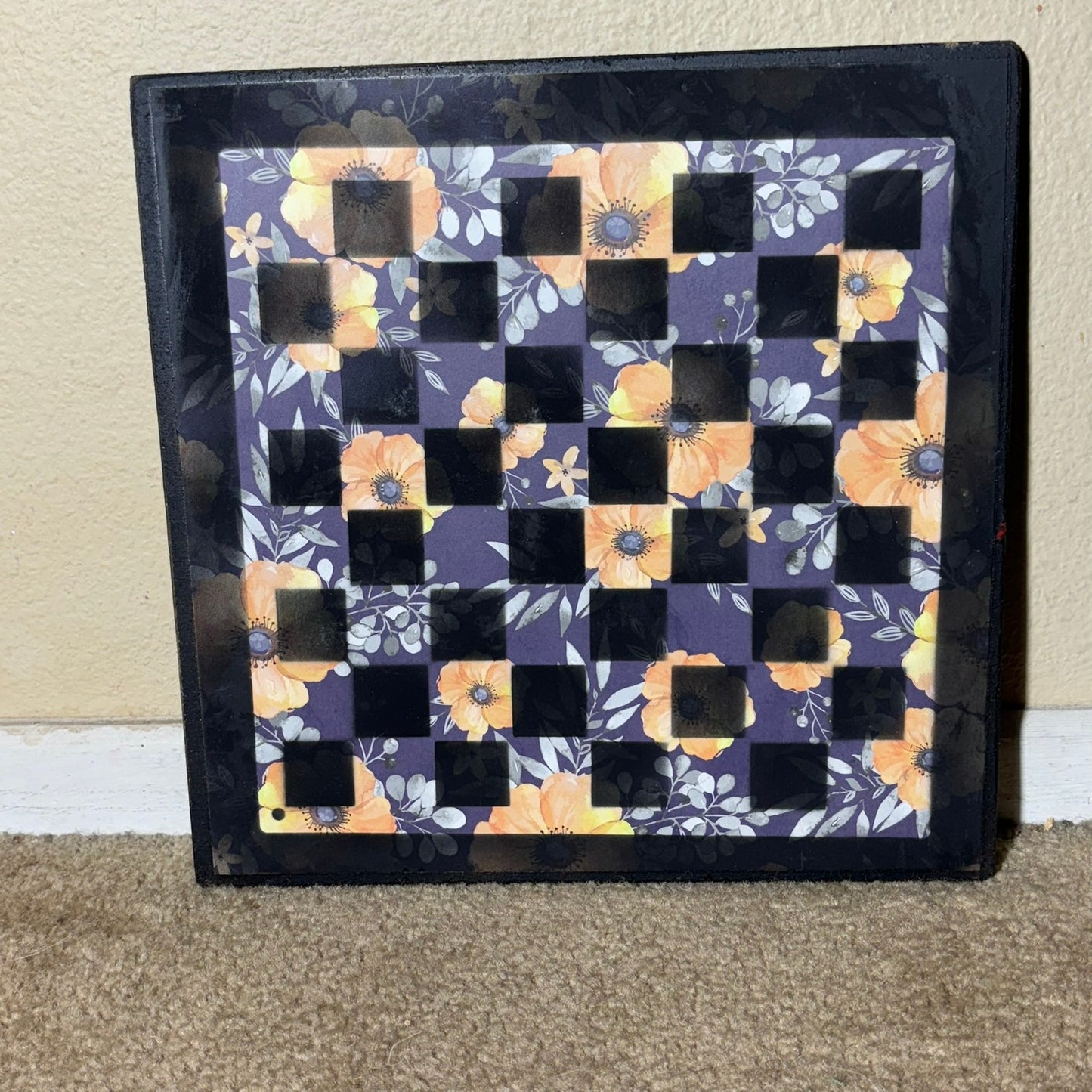 Vintage Blossom Flowers - Scrapbook Chess Board