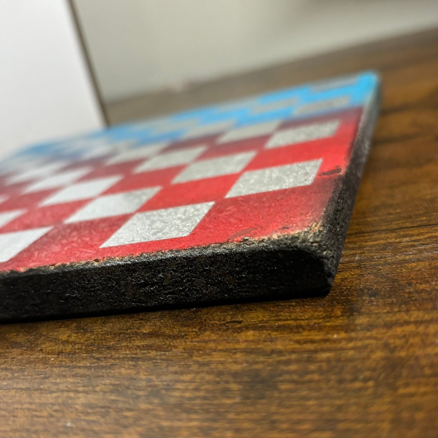 Blue & Red Chrome - Painted Double Sided Chess Board