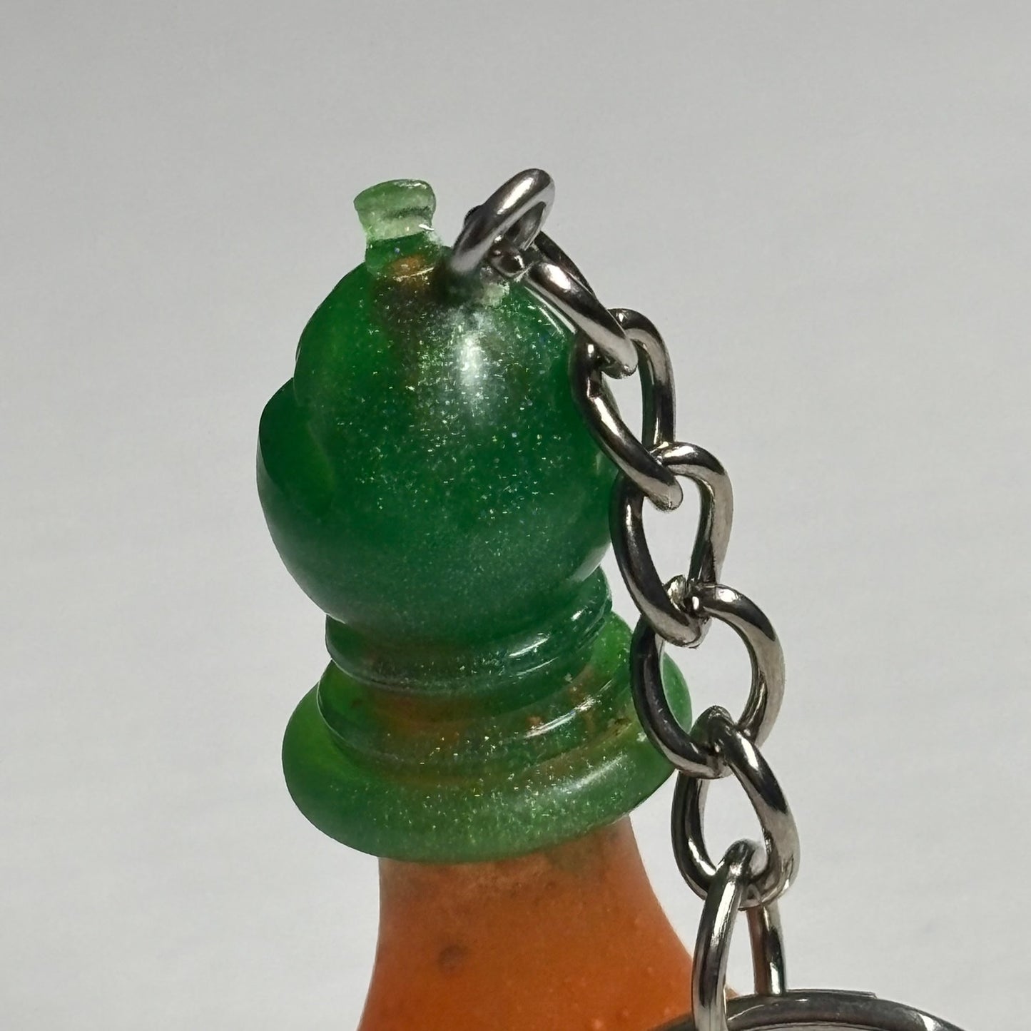 Green & Orange Bishop - Handmade Resin Keychain