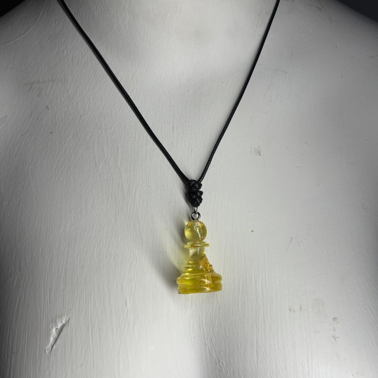 Yellow Crystal Pawn - Handmade Resin Chess Necklace