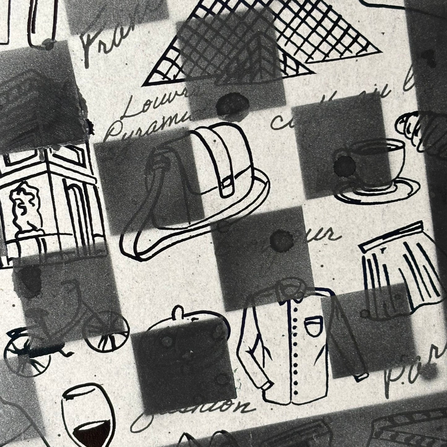 Black & Whites Random Items - Scrapbook Chess Board