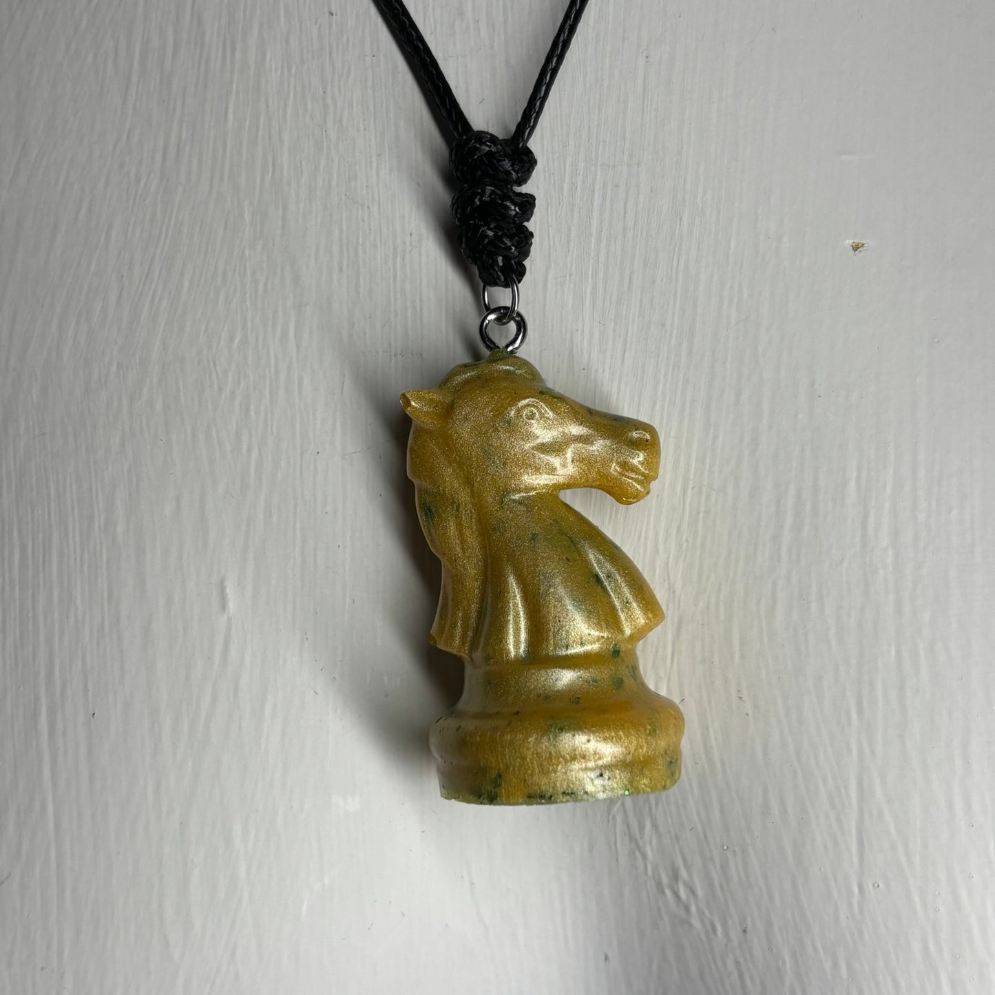 Yellow Crystal Knight - Handmade Resin Chess Necklace