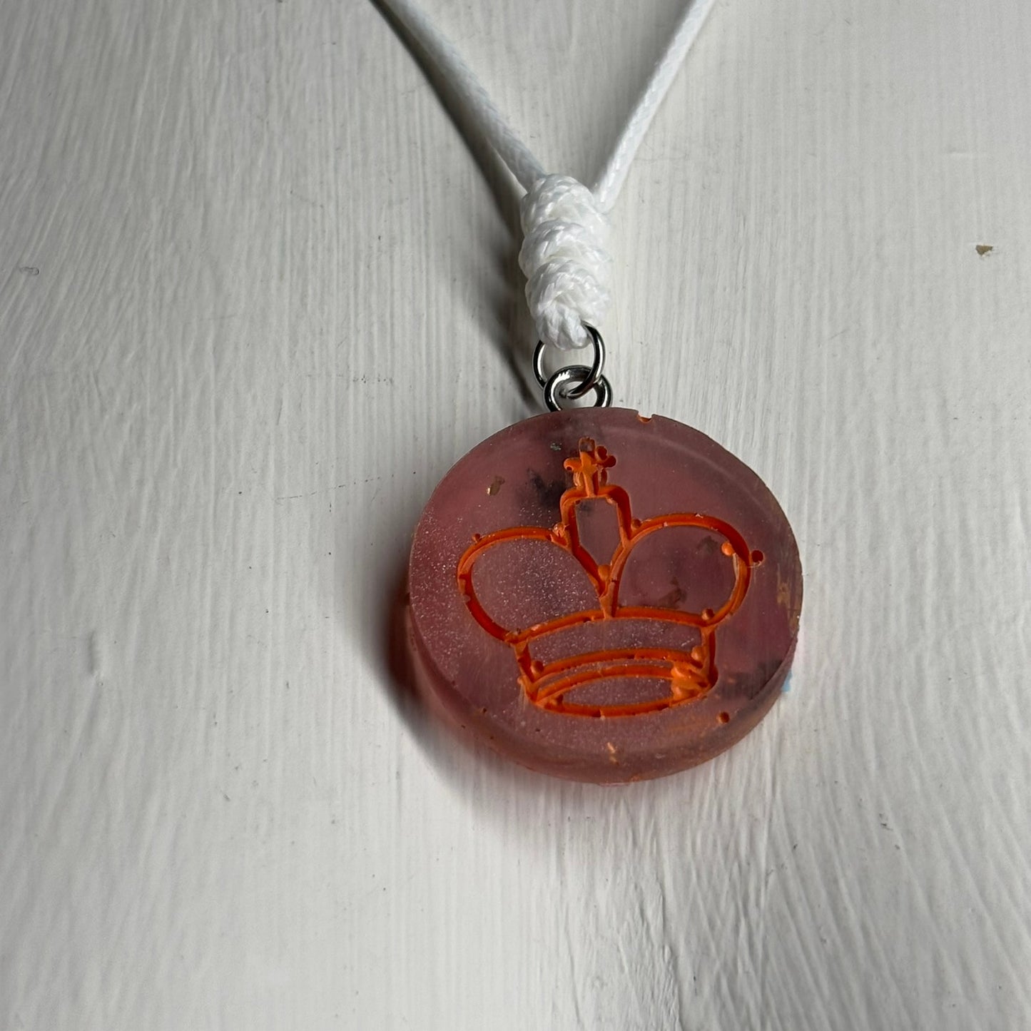 Burning Orange King - Handmade Resin Chess Necklace