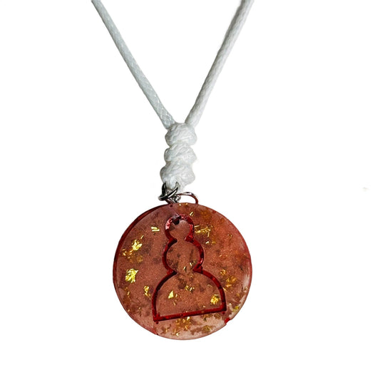Amber Red Pawn - Handmade Resin Chess Necklace