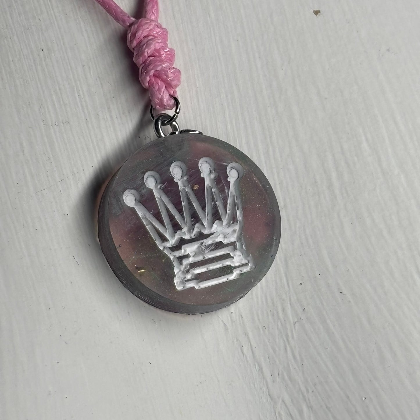 Splendid Pink Queen - Handmade Resin Chess Necklace