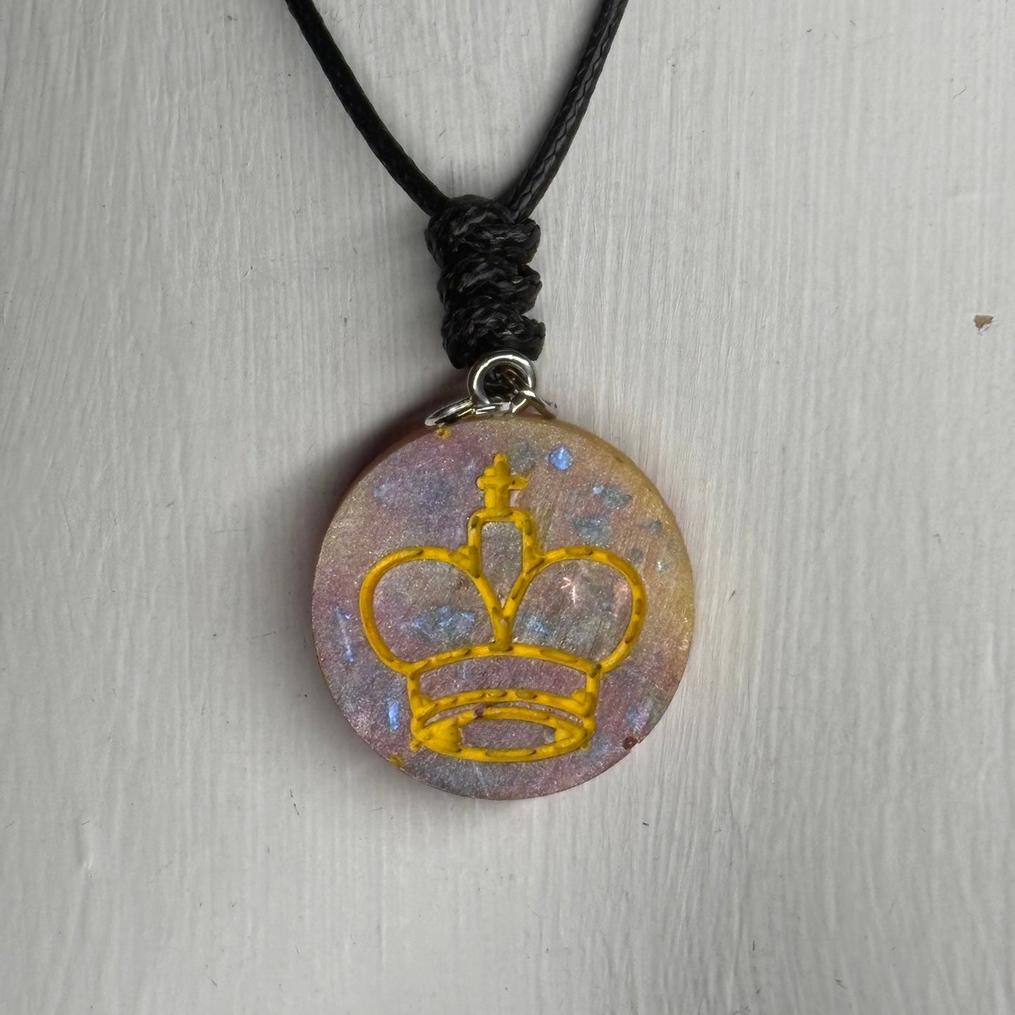 Cosmic Retro King - Handmade Resin Chess Necklace