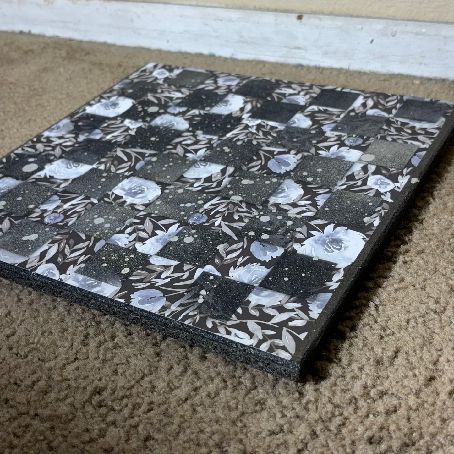 Snow Stained Flowers - Scrapbook Chess Board