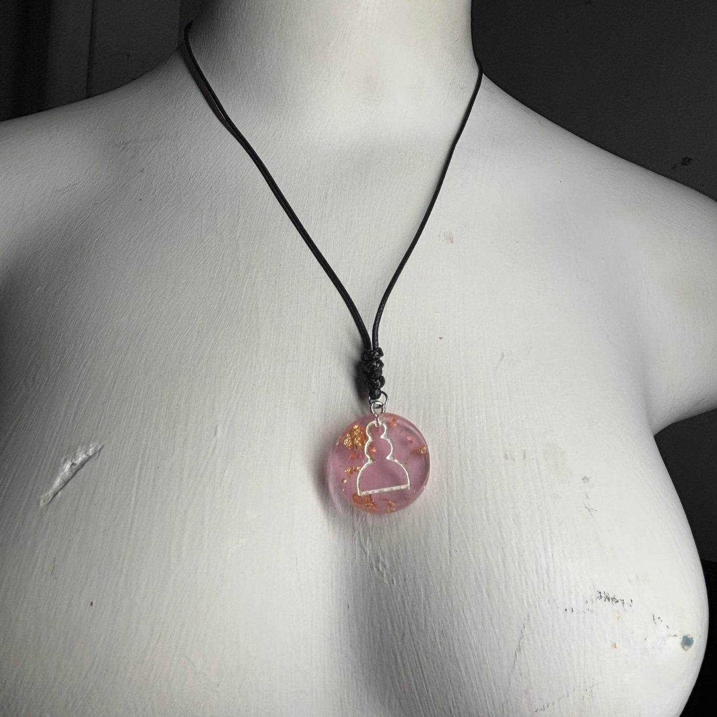 Crystal Pink Pawn - Handmade Resin Chess Necklace