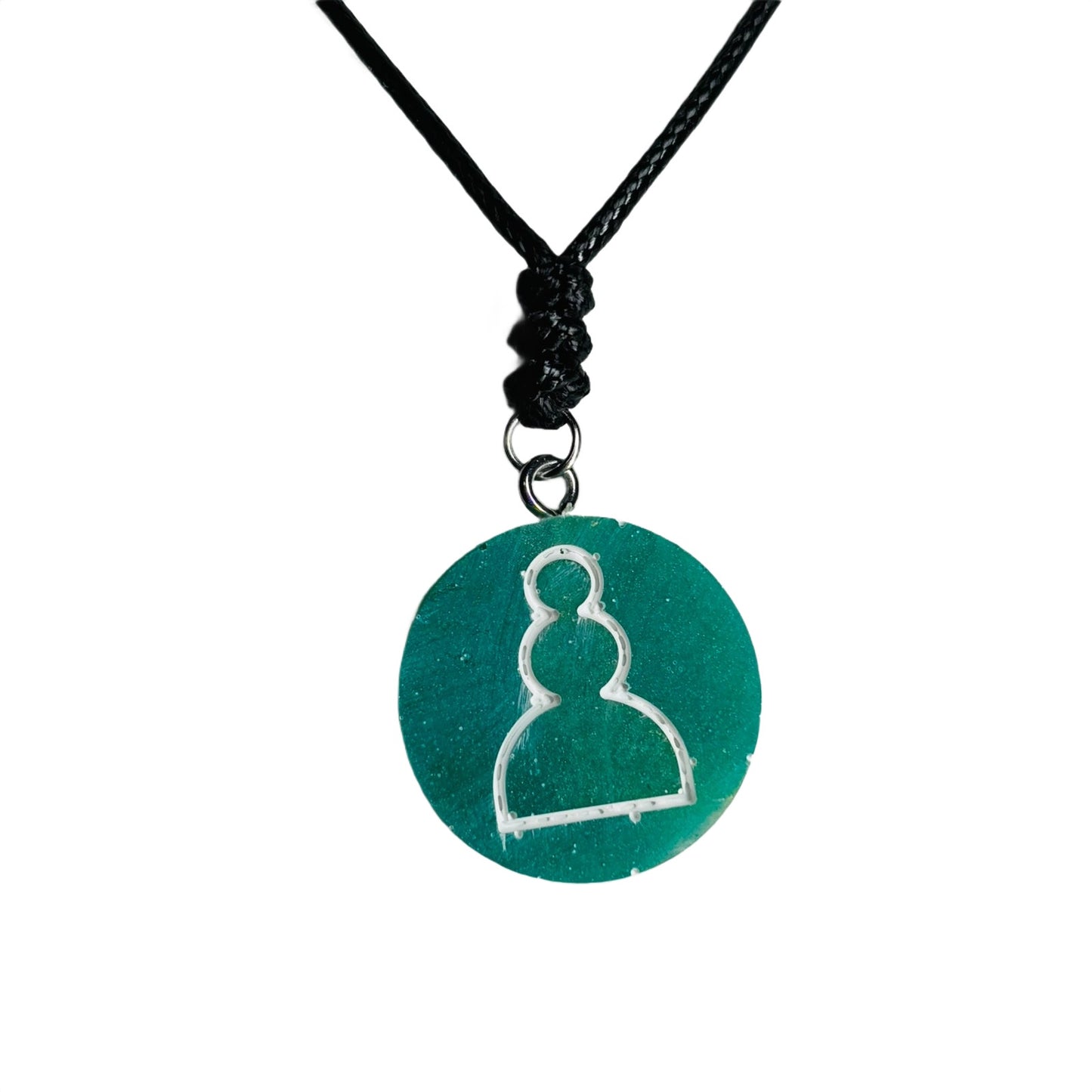 Green Blue Pawn - Handmade Resin Chess Necklace