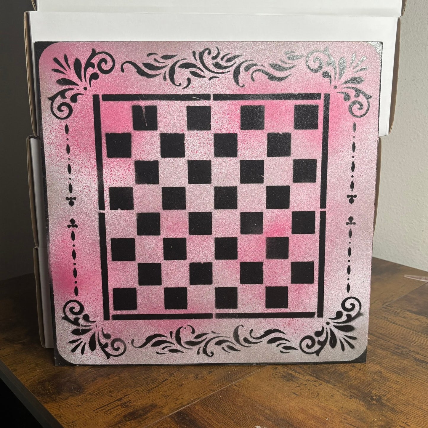 Pink Mist - Painted Chess Board