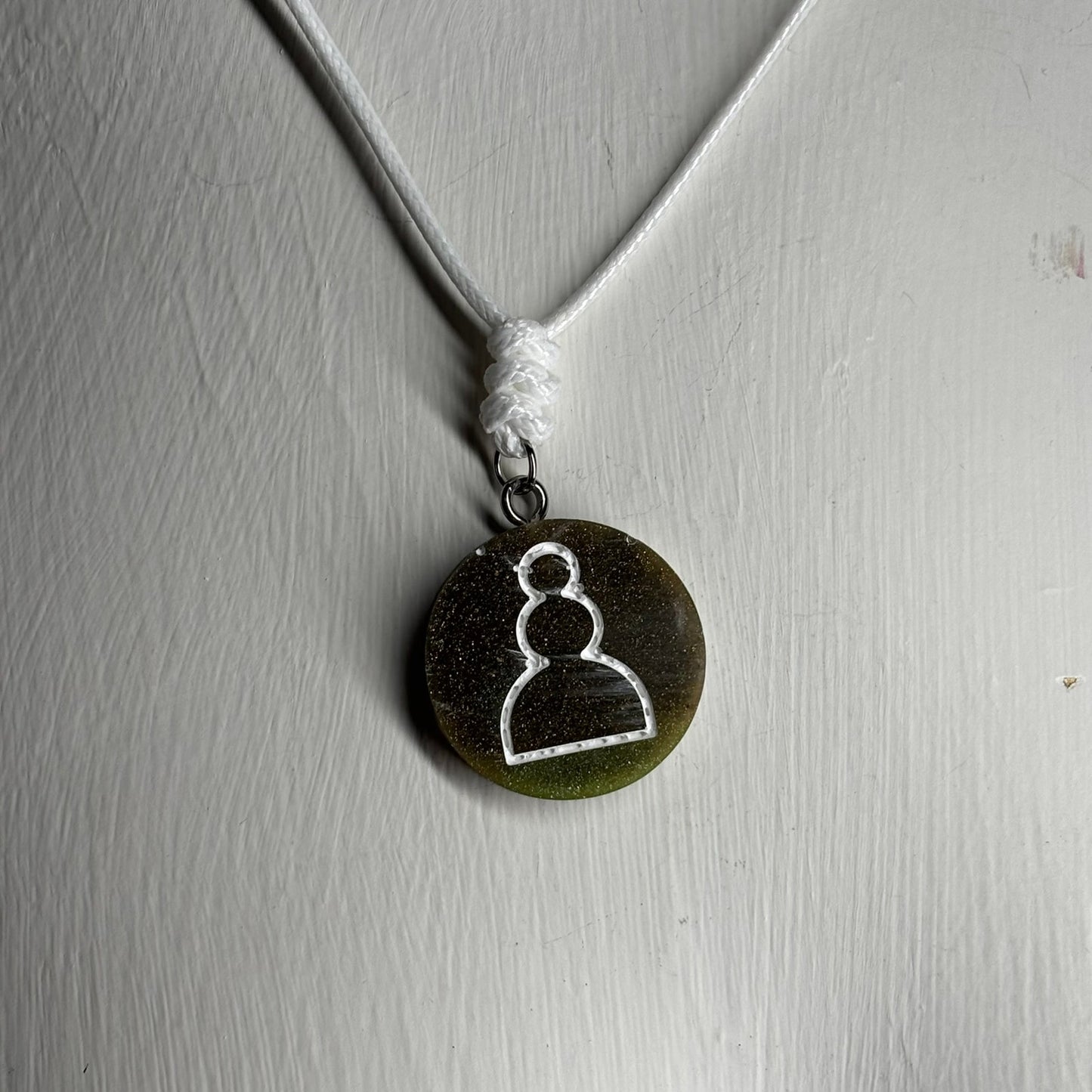 Dirty Green Pawn - Handmade Resin Chess Necklace