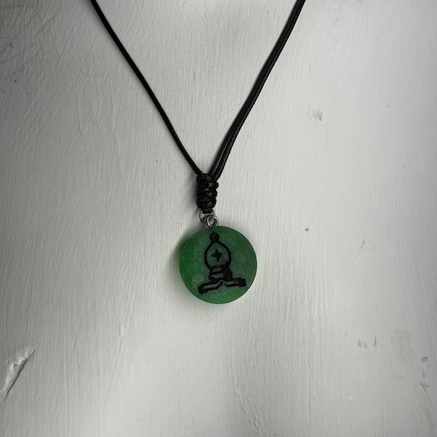 Green Bishop - Handmade Resin Chess Necklace