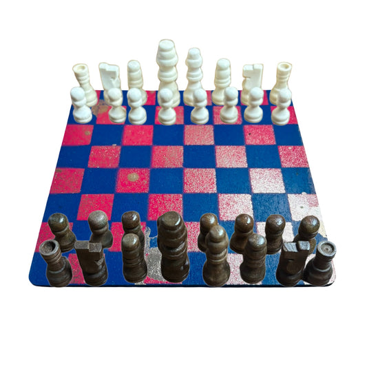 Chrome Pink Blue - Mini Chess Set