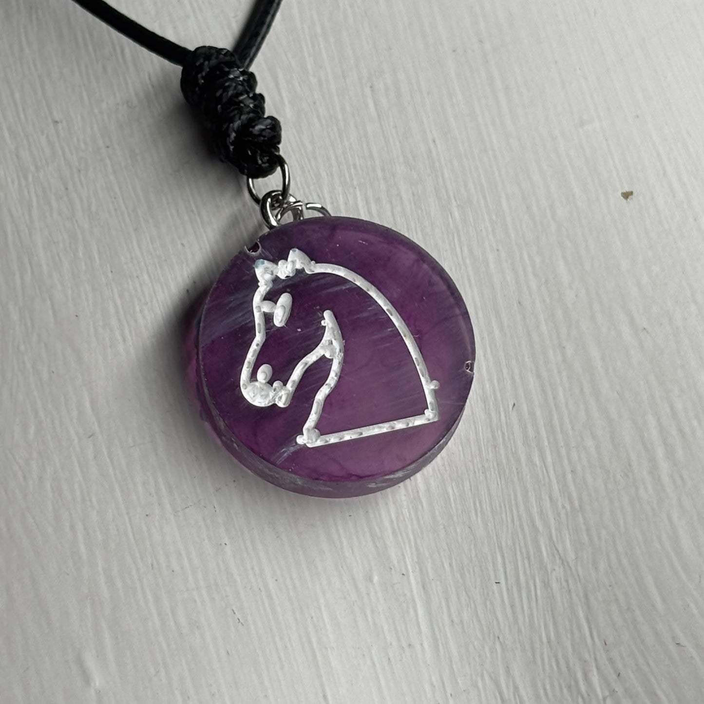 Purple Knight - Handmade Resin Chess Necklace