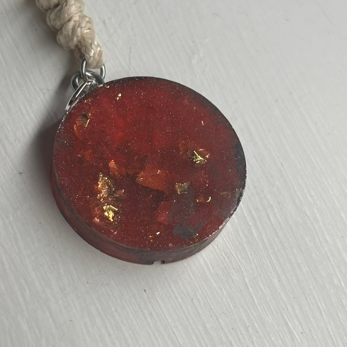 Burned Red Queen - Handmade Resin Chess Necklace