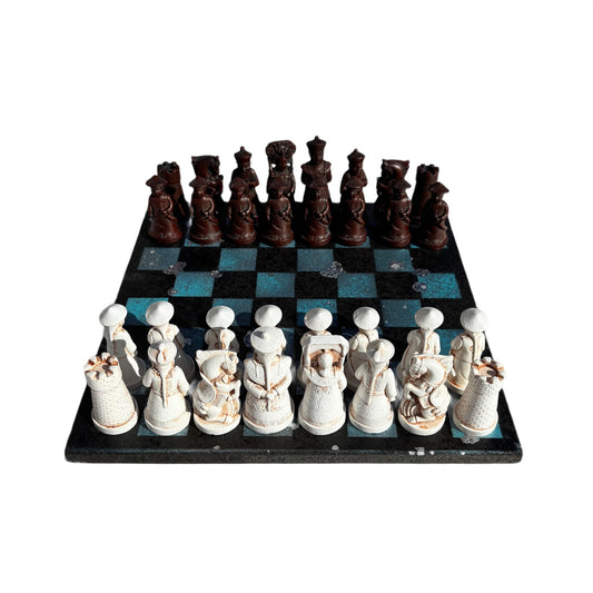 Black & Blue Chrome Drip - Chinese Edition Chess Set