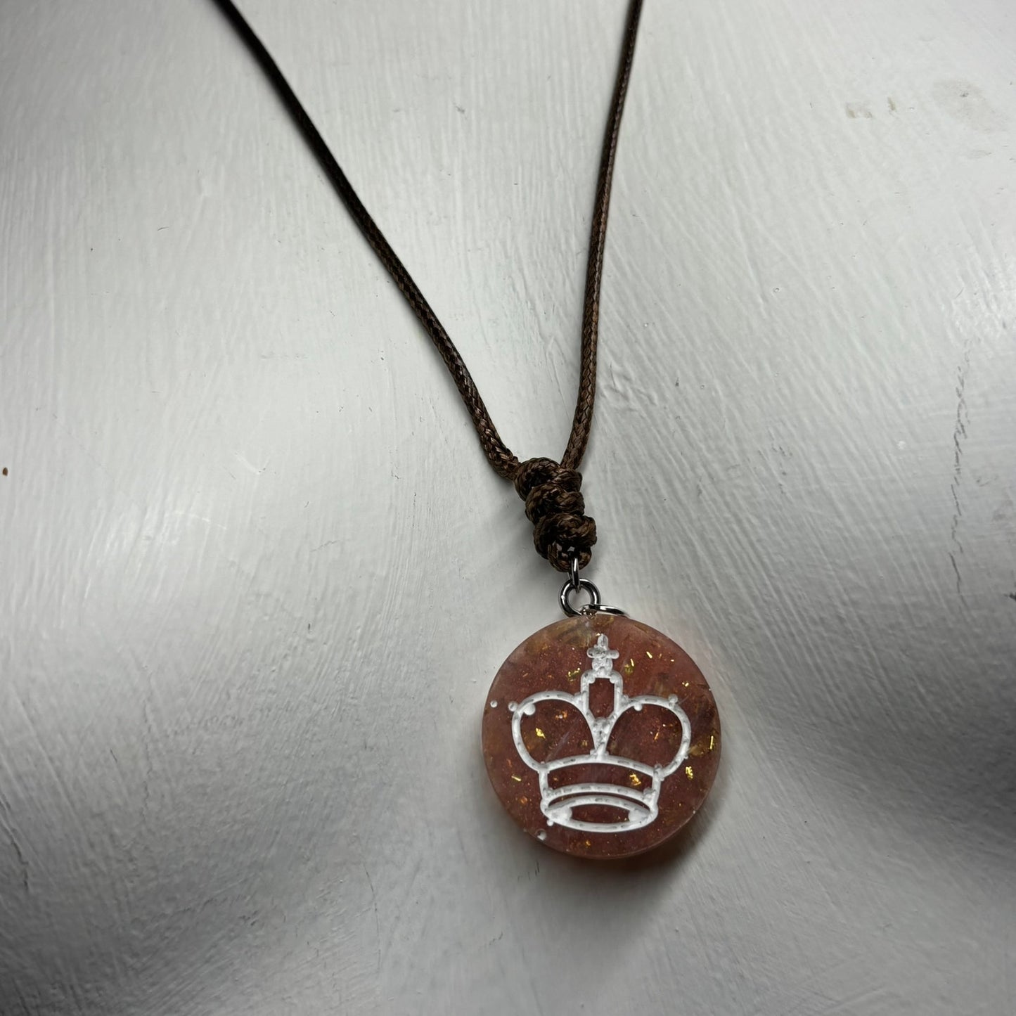 Orange Crystal King - Handmade Resin Chess Necklace